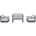Teva Furniture Paris 4-PC Loveseat Set Gray Aluminum Frame Taupe Sunbrella Cushion Grey