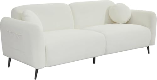 Merax Modern Loveseat Sofa with Ottoman & Pillows Beige