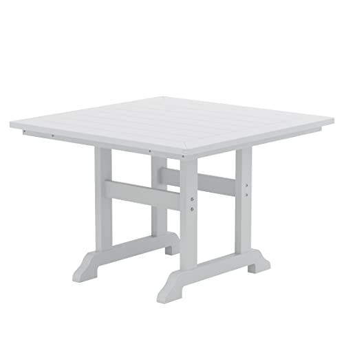WO WESTIN OUTDOOR 5 PCS Adirondack Patio Dining Set with Square Table and Armchairs White