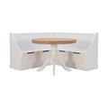 Generic White Corner Nook Set Farmhouse Transitional Round MDF Pine Breakfast