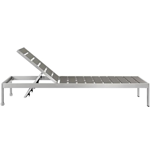 Pemberly Row Aluminum Patio Chaise Lounge Chair Set of 6 Grey