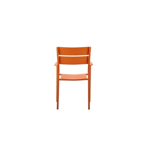 Pemberly Row 34" Aluminum Patio Dining Chair Set of 6 Orange