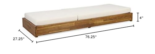 Christopher Knight Home Abraham Outdoor Acacia Wood Chaise Lounge Set of 2 Teak Finish + Cream