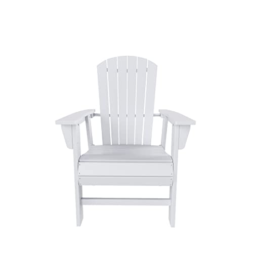 WO WESTIN OUTDOOR 5 PCS Adirondack Patio Dining Set with Square Table and Armchairs White