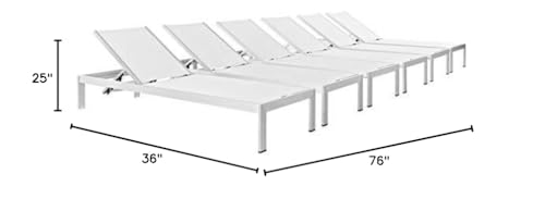 Pemberly Row Modern Aluminum Patio Chaise Lounge Set of 6 White