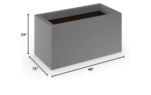 Generic Modern Fiberglass Rectangle Planters 48" L x 15" W x 24" H Dark Grey Matte