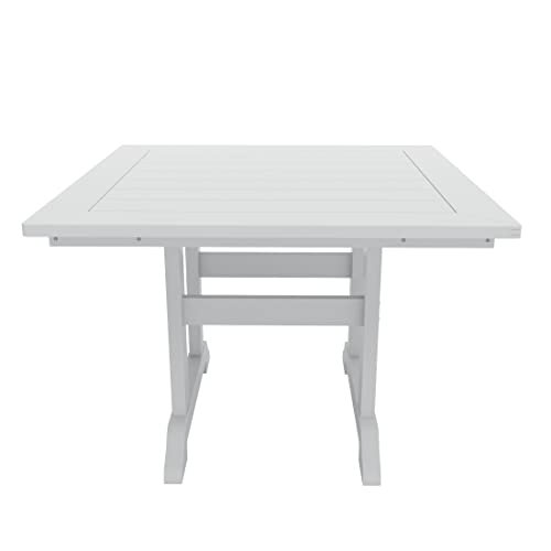 WO WESTIN OUTDOOR 5 PCS Adirondack Patio Dining Set with Square Table and Armchairs White