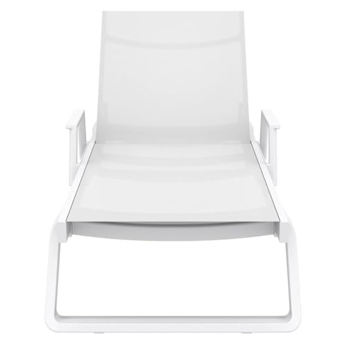 Compamia Tropic Arm Sling Chaise Lounge White Frame White Sling