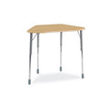 Virco Zuma Adjustable Hexagonal Desk Silver Mist/Navy/Fusion Maple