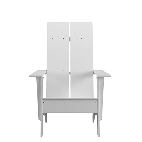 Flash Furniture Set of 4 Sawyer Modern Adirondack Chairs White
