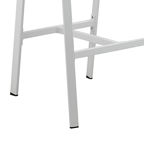 Benzara Keli 44 Inch Set of 6 Bar Stools White Aluminum