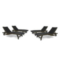 Afuera Living Outdoor Wicker and Wood Chaise Lounge Set of 4 Grey