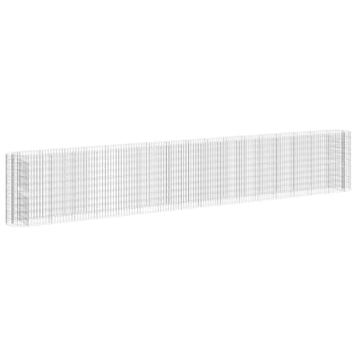 Gabion Raised Bed Galvanized Iron 240.2"x19.7"x39.4" for Outdoor Plants - White, Black, Other