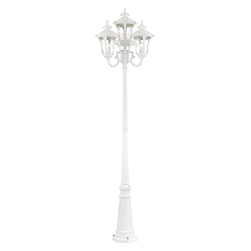 Livex Traditional Four Light Outdoor Post Mount Oxford Collection White