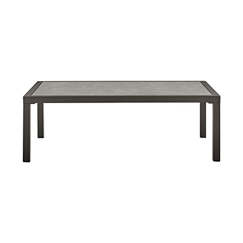 Armen Living Cuffay Modern Outdoor Patio Conversation Furniture Set Brown Aluminum and Taupe