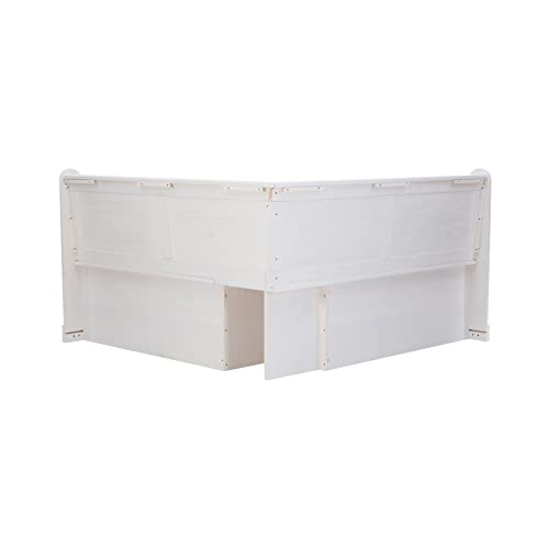 Generic White Corner Nook Set Farmhouse Transitional Round MDF Pine Breakfast