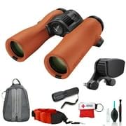 SWAROVSKI OPTIK 10x32 NL Pure Binoculars Kit with FRP Forehead Rest, Backpack Green, Burnt Orange