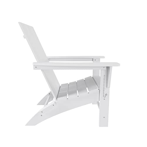 WestinTrends 8-Piece Modern Poly Folding Adirondack Chair Set White