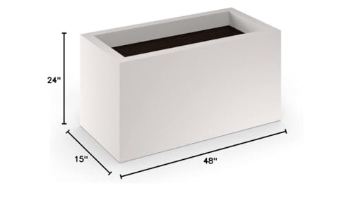 Generic Modern Fiberglass Rectangle Planters 48" L x 15" W x 24" H White Matte