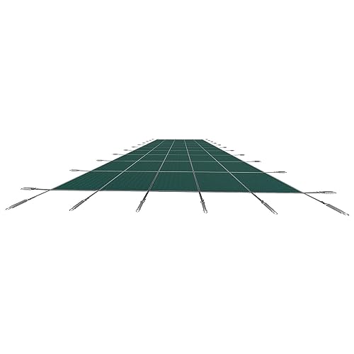 DOUKI Rectangular Inground Pool Safety Cover 20x42ft Triple Stitched Mesh PP Green