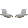 Home Square Wood Outdoor Chaise Lounge Set of 2 Grey
