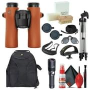 SWAROVSKI OPTIK 8x32 NL Pure Binoculars Orange Bundle with Comfort Strap, Tripod, Backpack, Adapter, Flashlight, and Cleaning Kit