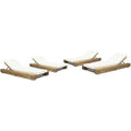 Noble House Broadway Outdoor Chaise Lounge Set of 4 Teak/Cream