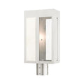 Livex Lafayette 1 Light Outdoor Post Top Lantern Brushed Nickel with Hammered Polished Nickel Panels