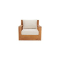 Safavieh Outdoor Couture Kauai Natural Solid Teak Wood Patio Chair with Beige Cushion