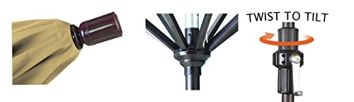 California Umbrella 11' Round Aluminum Market Umbrella Crank Lift Collar Tilt Black Pole Sunbrella Henna