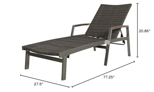 Noble House Oxton Outdoor Wicker and Aluminum Chaise Lounge Set of 4 Grey