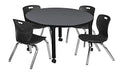 Regency Kee Height Adjustable Classroom Table Set with 4 Andy Chairs 42" Grey/Black