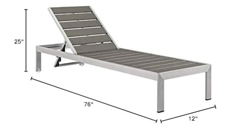 Pemberly Row Aluminum Patio Chaise Lounge Chair Set of 4 Grey