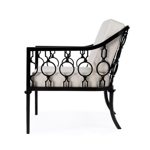 Home Square Iron Upholstered Outdoor Lounge Chair Set of 2 Black