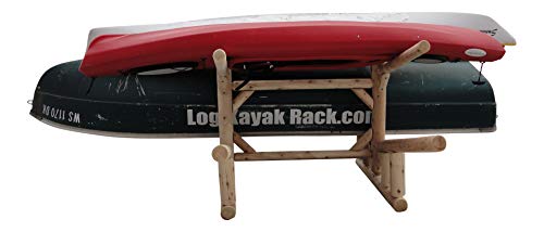 Log Kayak Rack 2-Sunfish Sailboat + 2 Canoes or Kayaks Canyon Brown