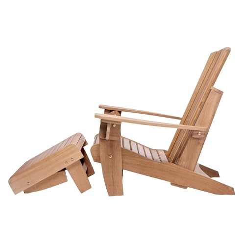Arb Teak & Specialties Teak Folding Lounge Adirondack Chair Natural