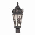 Livex Outdoor Post Light with Antique Honey Linen Glass Shades Bronze
