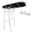 Make A Wake Marine Heavy-Duty Boat T-Top with 5 Rod Holders White Powdercoat w/ Black Canvas