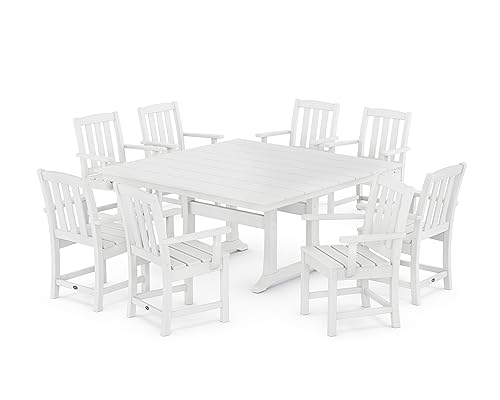Trex Outdoor Furniture Cape Cod 9-Piece Square Farmhouse Dining Set Classic White