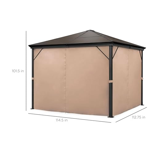 Best Choice Products 10x10ft Hardtop Gazebo Outdoor Aluminum Canopy Brown