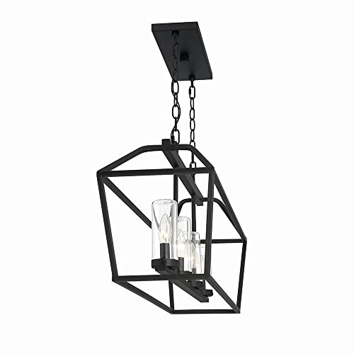 Eurofase Bastille 4 Light Outdoor Pendant Contemporary 14.75" Tall Satin Black