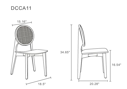 Manhattan Comfort Versailles Rattan Wicker Cane Outdoor Dining Chair Set of 4 Black/Natural