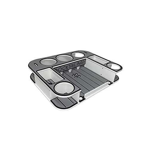 Docktail Butler Boat Table Caddy Organizer with Rod Holder Mount Storm Gray over Black
