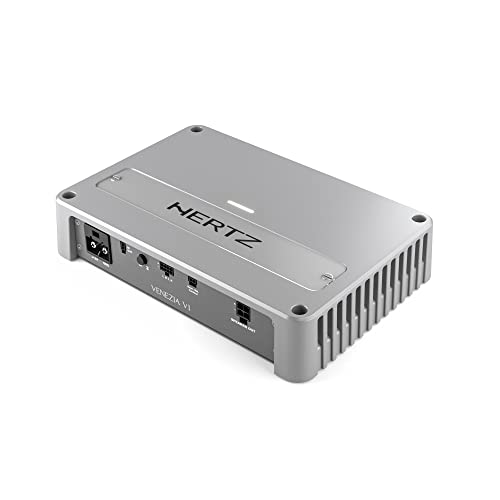 HERTZ Venezia V1 Monoblock Subwoofer Marine Amplifier with 2 HMS 12" 2 Ohm Subwoofers and RGB LEDs White Grille