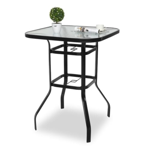 Generic 5 Piece Outdoor Bar Stools Set - 4 Swivel Patio Chairs & 1 Bistro Table with Umbrella Hole Upgraded Brown