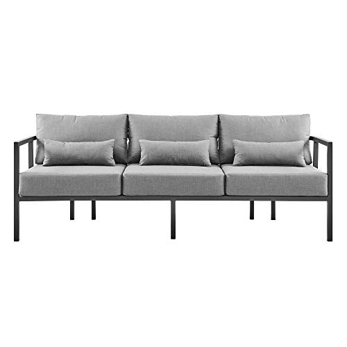 Armen Living Venice 4-Piece Modern Outdoor Patio Conversation Set Dark Gray