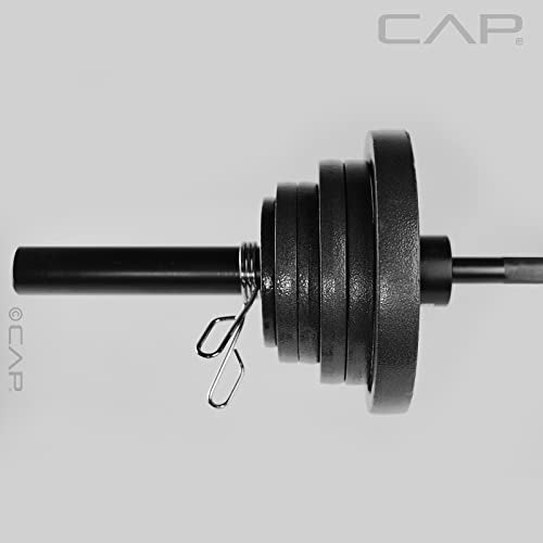 CAP Barbell 165 LB Olympic Grip Plate Set with 7 FT Olympic Bar and Collars Black