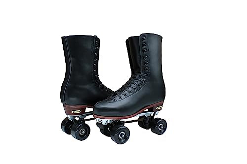 CHICAGO Men's Premium Leather Quad Roller Derby Skate Black Size 9