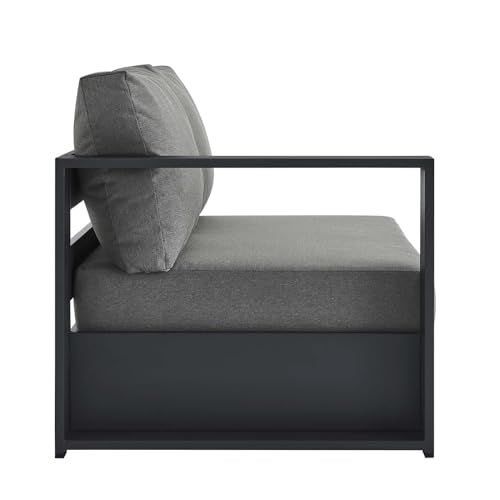Modway Tahoe Aluminum Modular Outdoor Patio Couch with Weather-Resistant Cushions Gray Charcoal