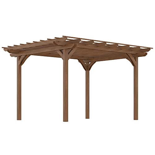 Outsunny 12' x 10' Outdoor Wood Pergola Gazebo for Climbing Plants Brown